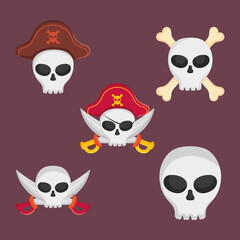 pirate skulls icon set