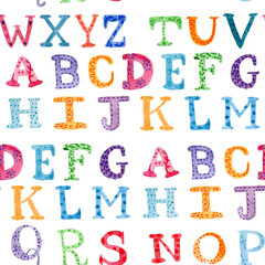 Handwritten Letters Seamless Pattern Fabric Digital Paper Handheld Watercolor