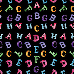 Handwritten Letters Seamless Pattern Fabric Digital Paper Handheld Watercolor