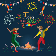festa junina festival in brazil ornament dancing cartoon graphic vector illustration element