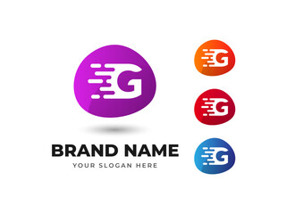Letter G Fast Speed Technology Abstract Colorful Vector Logo Design