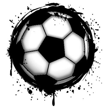 Abstract vector illustration black stamp football ball on grunge background. Design for print on fabric or t-shirt.