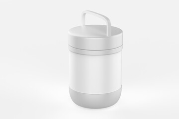 Matte Tiffin Box Mockup isolated on white background. 3d illustration