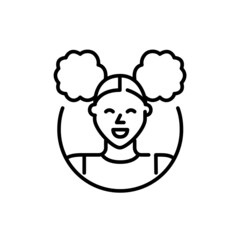 Cute girl with curly buns. Young woman avatar profile picture icon