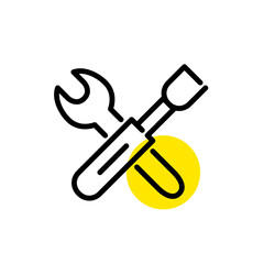 Settings, configuration, service and construction tools line art icon. Pixel perfect, editable stroke