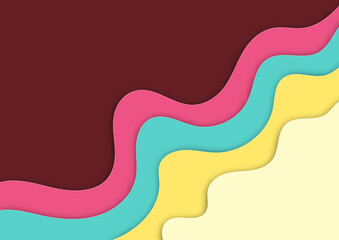 Multicolor of Paper art curve Vector Abstract Background. Abstract Paper cuts colored paper stacked on top of each other like dark red, pink, blue, yellow and soft yellow.
