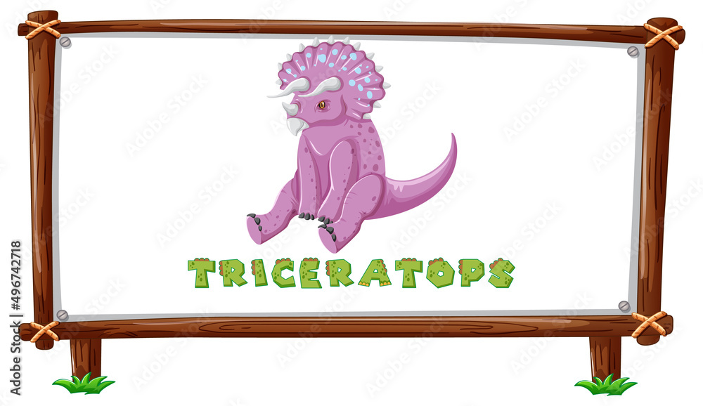 Sticker Frame template with dinosaurs and text triceratops design inside