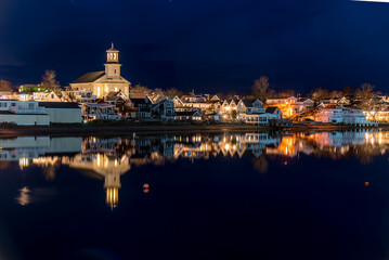 Long exposure night photography of Provincetown in Cape Cod - obrazy, fototapety, plakaty