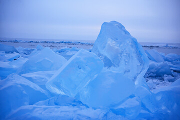 crushed blue ice hummocks baikal winter background