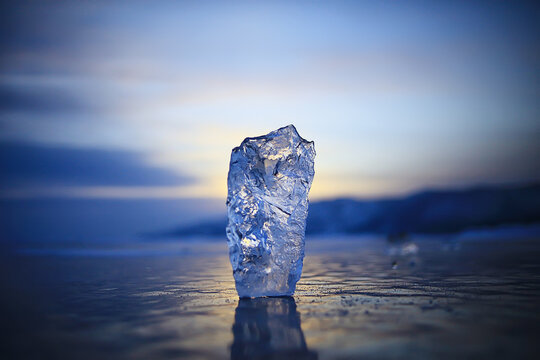 piece of ice baikal on ice, nature winter season crystal water transparent outdoor