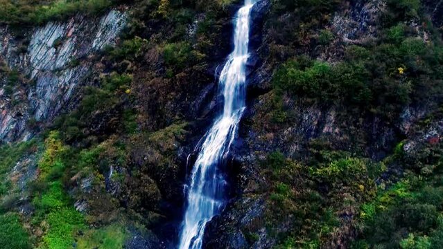 4k 60 fps aerial video moving through Keystone Canyon, on the road to Valdez, Alaska.