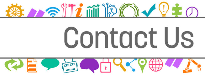 Contact Us Colorful Box Technology Symbols Up Down 