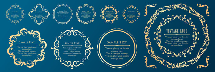 春の植物モチーフのフレームセット。ビンテージフラワー。装飾デザイン。流行りのあしらい