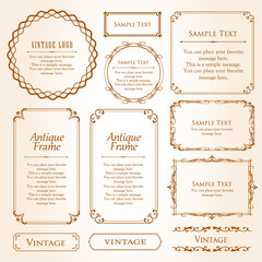 春の植物モチーフのフレームセット。ビンテージフラワー。装飾デザイン。流行りのあしらい