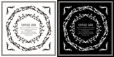 春の植物モチーフのフレームセット。ビンテージフラワー。装飾デザイン。流行りのあしらい