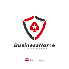 Poker Shield logo vector template, Creative Gambling logo design concept