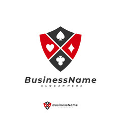 Poker Shield logo vector template, Creative Gambling logo design concept