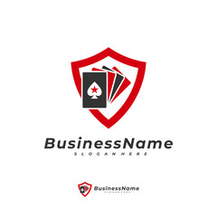 Poker Shield logo vector template, Creative Gambling logo design concept