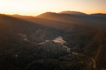 landscape, summer scenery on the mountain in the evening