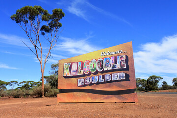 Welcome to Kalgoorlie road sign Western Australia