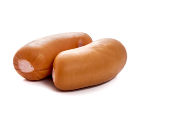 Juicy sausages on a white isolated background