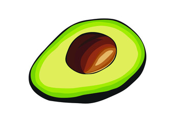 Sliced avocado isolated on white background. Avocado icon.