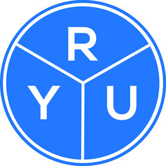 RYU letter logo design on white background. RYU  creative circle letter logo concept. RYU letter design.