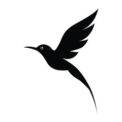 Small bird in flight vector isolated. Cute bird with stretched wings tattoo element.