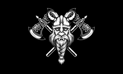 Viking with double axe vector illustration