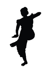 Fototapeta na wymiar Bharatanatyam dancing pose. Classical dancing girl, south Indian dance form.