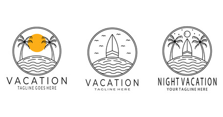 set of vacation logo design, minimalist, vector, illustration