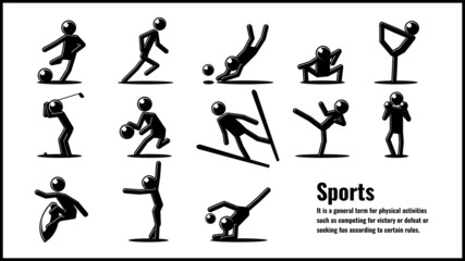 スポーツに打ち込む棒人間 - obrazy, fototapety, plakaty