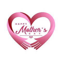 Vector ribbon hand illustration symbol of love. happy Mother's Day.
