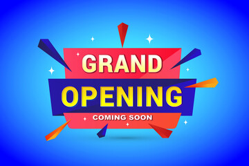 Grand opening banner design template with 3d editable text effect