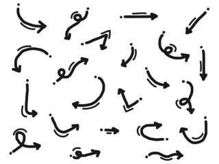 hand drawn Arrows icons Set. arrow icon with various directions. Doodle vector illustration. isolated on a white background