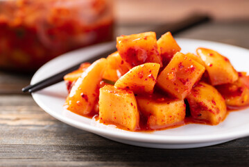Kimchi radish, Korean homemade side dish food