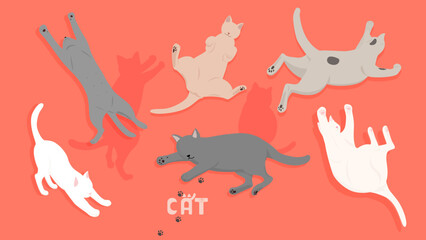 set of cat silhouettes (funny pose)