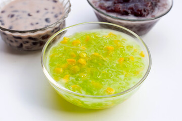 Corn with tapioca pearls in coconut milk