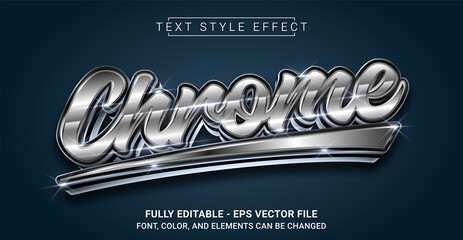 Chrome Text Style Effect. Editable Graphic Text Template.