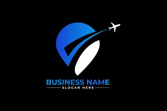 cloud and plane travel hotel resort beach tour adventure holiday vacation logo.