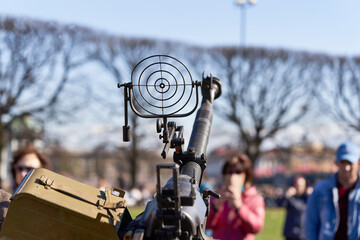 Anti-aircraft machine gun at the Victory Day holiday on streets of Petersburg - 496751500