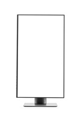 vertical computer monitor with empty screen isolated on white background.