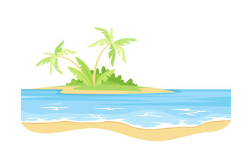 Sea Natural Water Surface with Sandy Shore Vector Illustration
