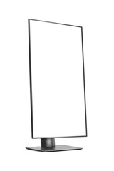 vertical computer monitor with empty screen isolated on white background.