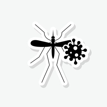Mosquito virus sticker icon on white background