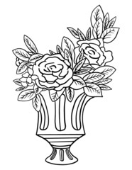 Hand drawn flower coloring page line art vector blank printable design to fill in