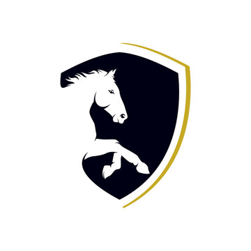 horse shield logo design template