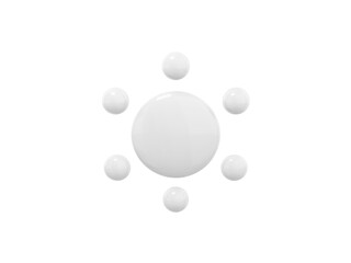 White mono color cartoon sun on a white solid background. Minimalistic design object. 3d rendering icon ui ux interface element.