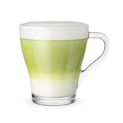 Matcha latte green tea isolated on white background. - obrazy, fototapety, plakaty