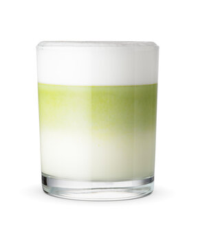 Matcha latte green tea isolated on white background.